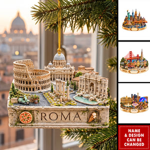 Travel City Landmarks - Personalized Christmas Acrylic Ornament