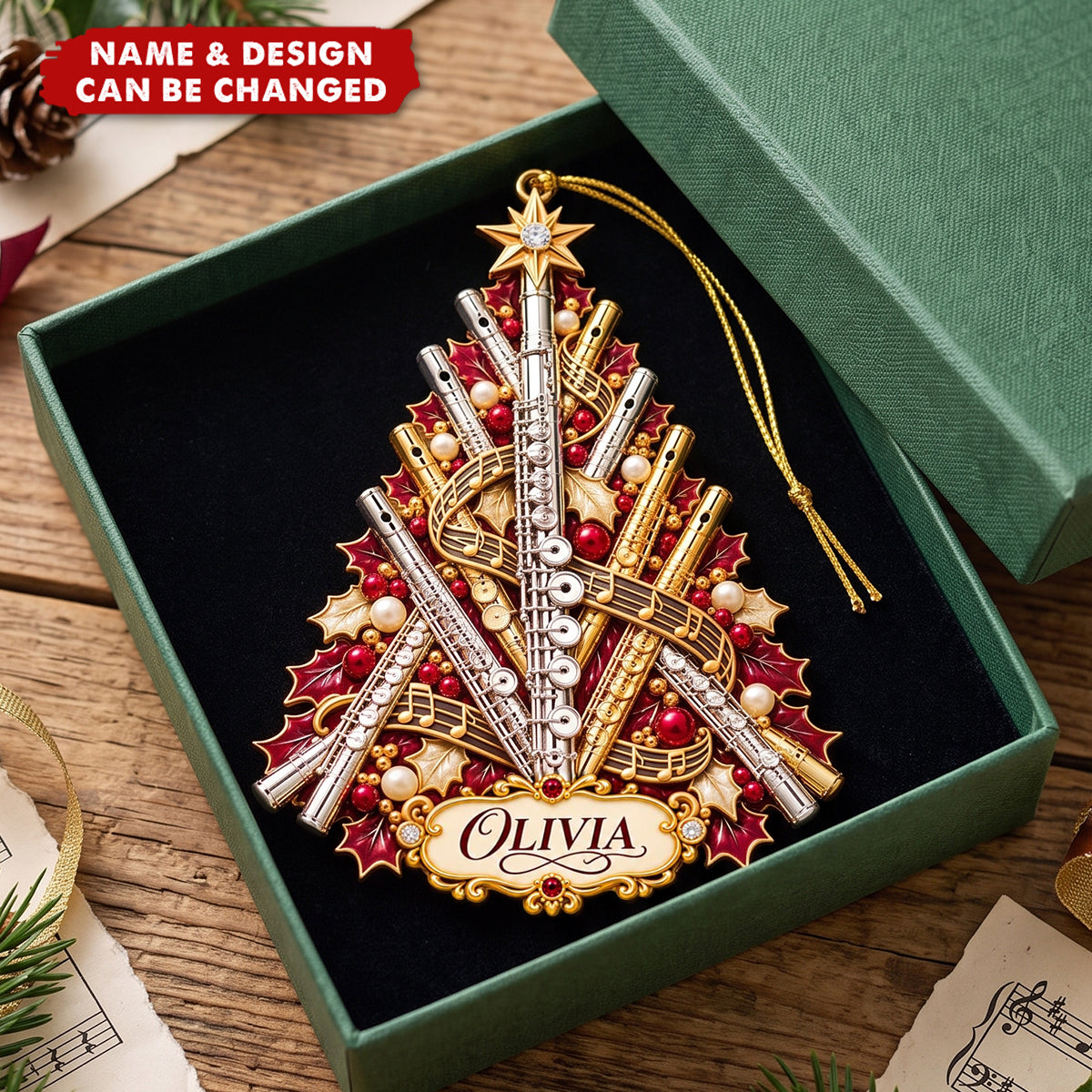 Personalized Flute Christmas Ornament - Musical Instrument Keepsake For Flute Players
