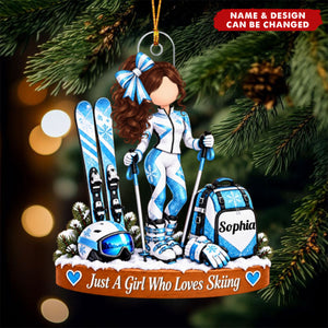 Personalized Ski Girl Ornament - Ski Lover Gift for Her