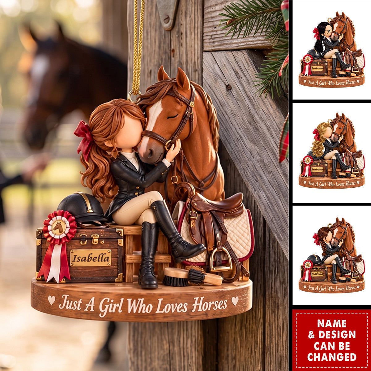 Personalized Acrylic Horse Ornament - Custom Equestrian Rider Gift For Daughter