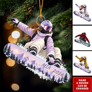 Personalized Snowboarder Ornament - Snowboarding Christmas Ornament