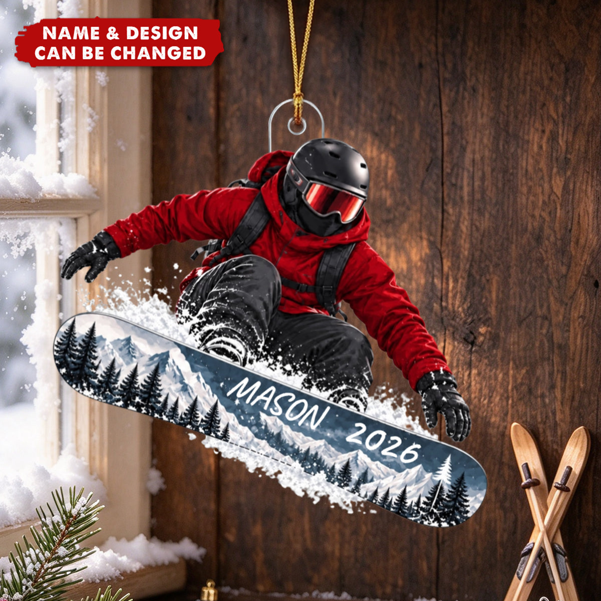 Personalized Snowboarder Ornament - Snowboarding Christmas Ornament
