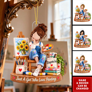 Personalized Painting Girl Ornament - Art Lover Studio Keepsake