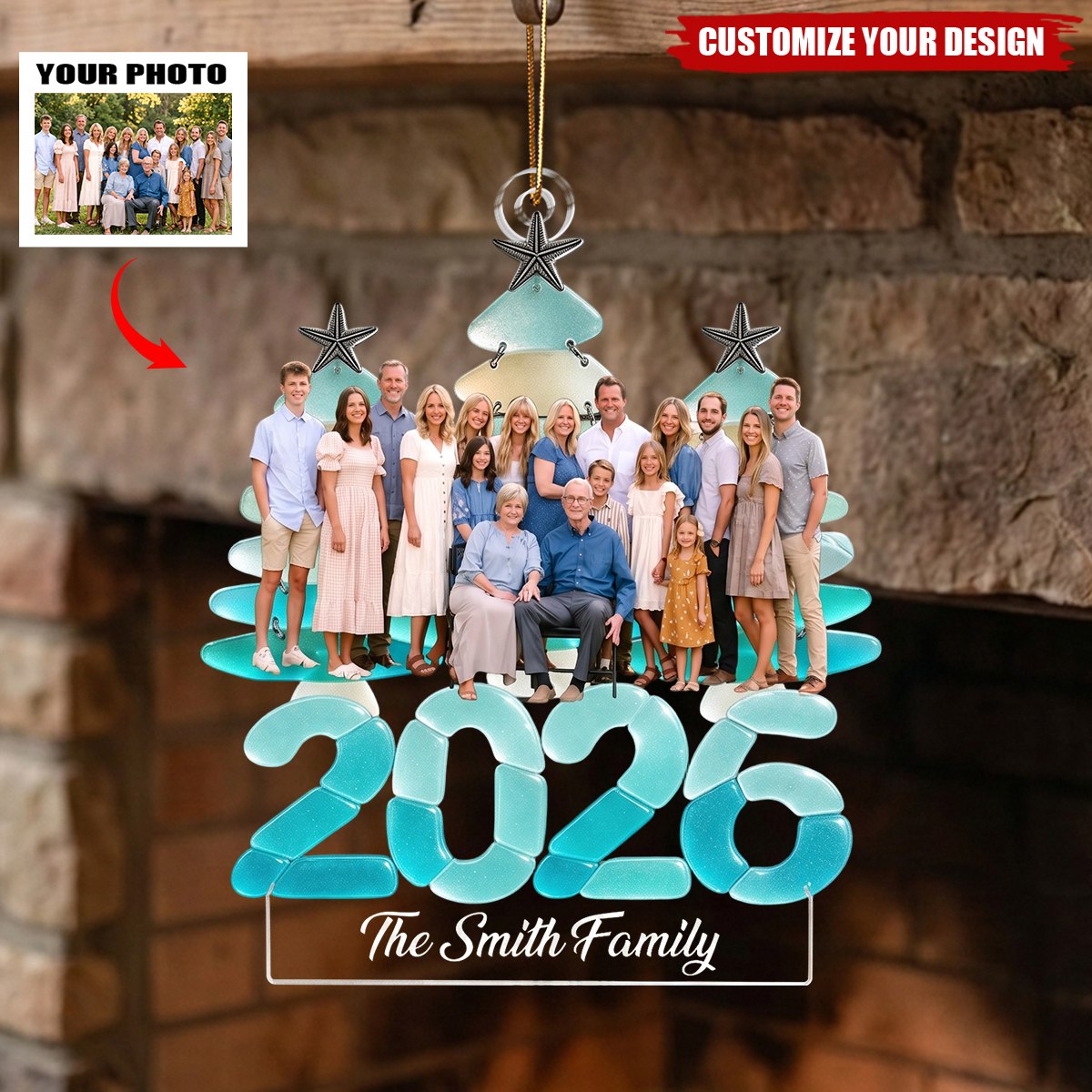Custom Family Photo Ornament - Big Family Ornament