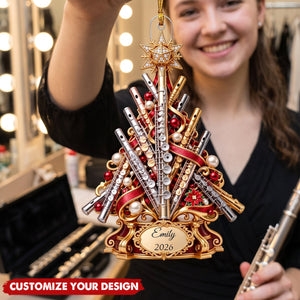 Personalized Flute Player Christmas Tree Ornament - Musician Holiday Decor