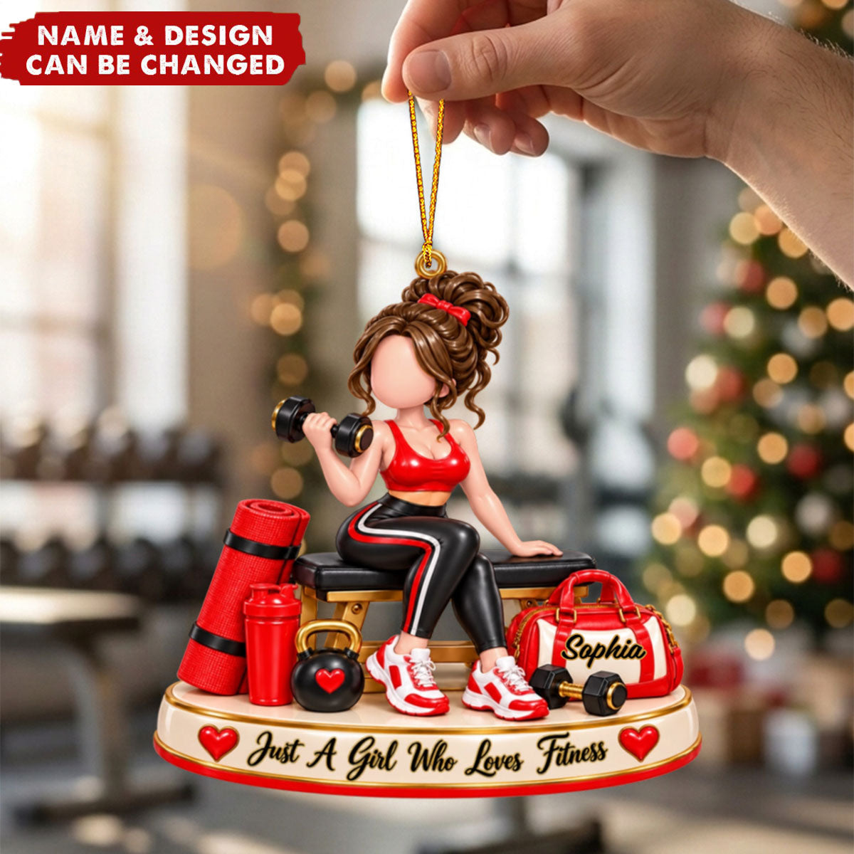 Personalized Fitness Girl Ornament - Gym Lover Keepsake