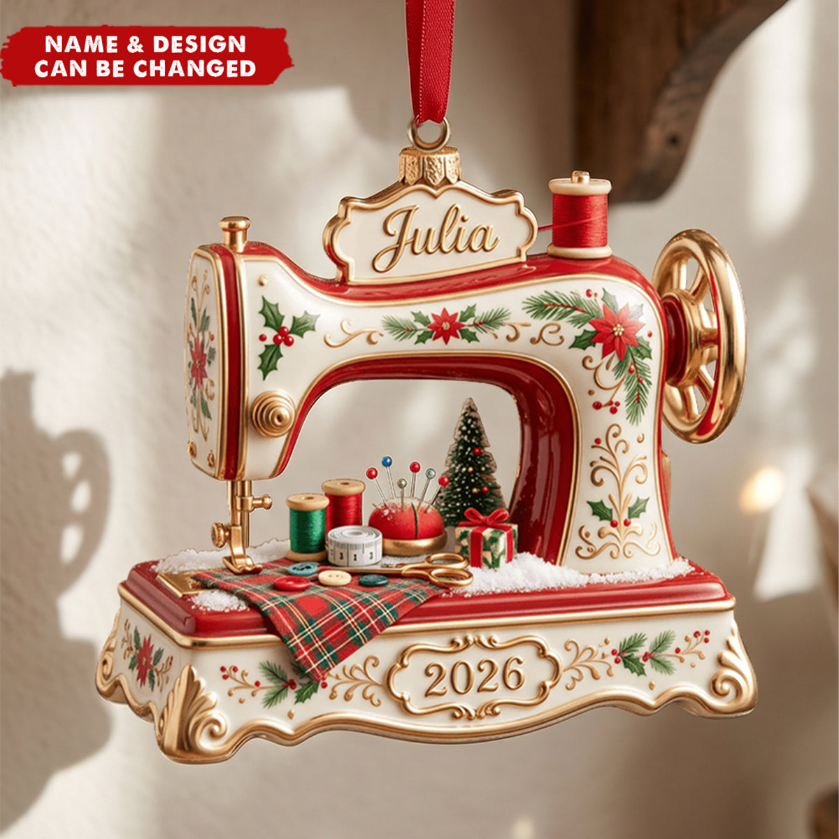 Sew Merry & Bright Christmas Ornament - Personalized Gifts For Sewing Lovers