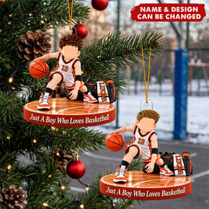 Personalized Basketball Boy Acrylic Ornament - Gift For Grandson
