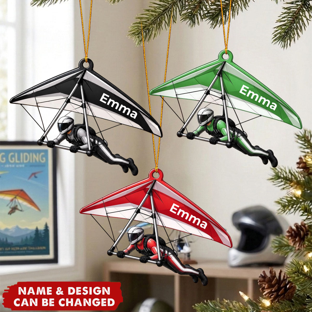 Personalized Hang Gliding Ornament - Adventure Sport Holiday Keepsake