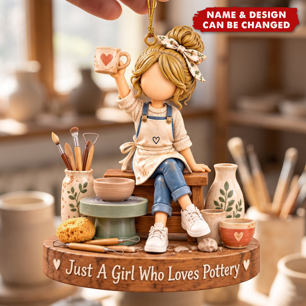 Personalized Pottery Girl Ornament - Pottery Lover Christmas Gift