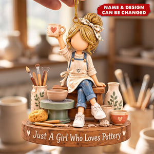 Personalized Pottery Girl Ornament - Pottery Lover Christmas Gift