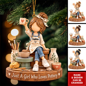 Personalized Pottery Girl Ornament - Pottery Lover Christmas Gift