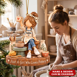 Personalized Pottery Girl Ornament - Pottery Lover Christmas Gift