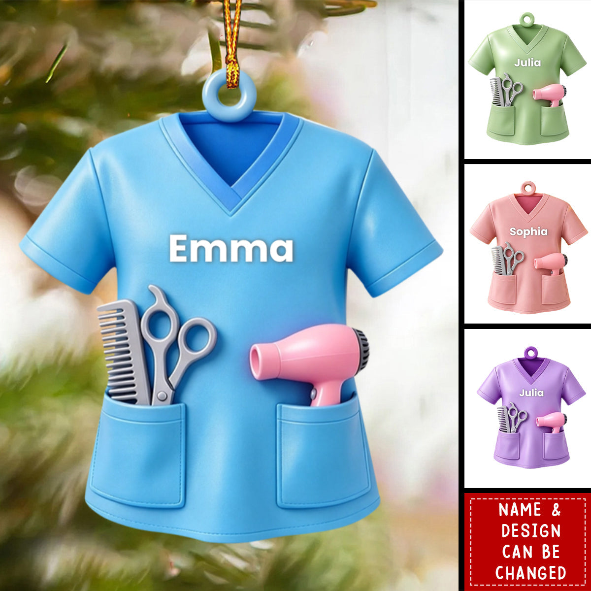 Personalized Hair Stylist Ornament - Custom Name Salon Christmas Gift