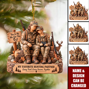 Hunting Partner Wood Effect Ornament - Personalized Gifts For Hunting Couple