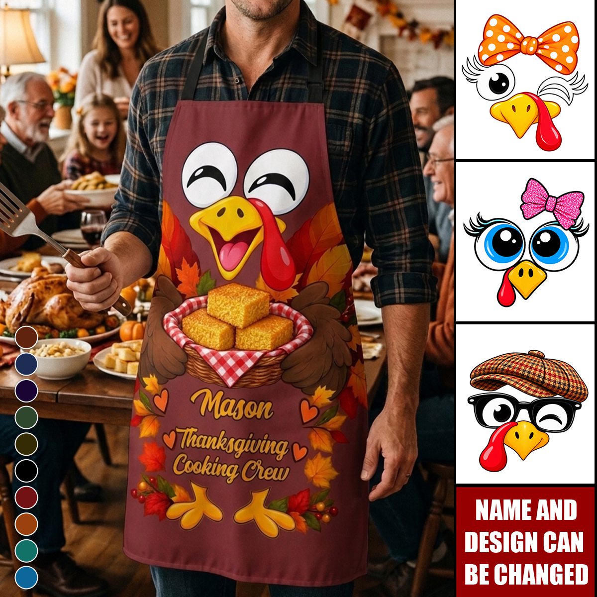 Family Friendsgiving Group Thanksgiving Party - Personalized Apron
