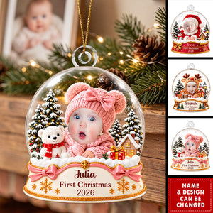 Custom Baby Photo Winter Village Keepsake - Baby First Christmas Gift For Grandparents