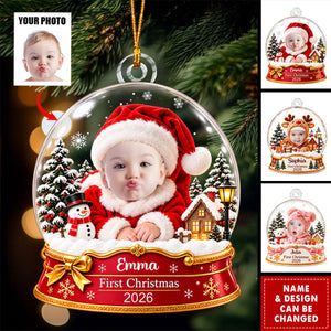 Custom Baby Photo Winter Village Keepsake - Baby First Christmas Gift For Grandparents