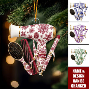 Custom Name Hairstylist Christmas Acrylic Ornament  - Hairdresser Gift