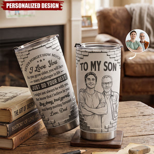 Custom Photo Sketch Line Art Gift For Son Daughter Grandson - Personalized Tumbler