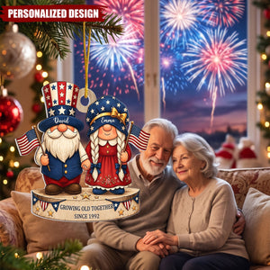 Growing Together Patriotic Couple - Personalized Patriotic Couple Acrylic Ornament,250 Years Decor, Christmas Gift For Couple
