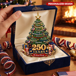Custom 250 Years Christmas Ornament, Personalized Family Name Keepsake