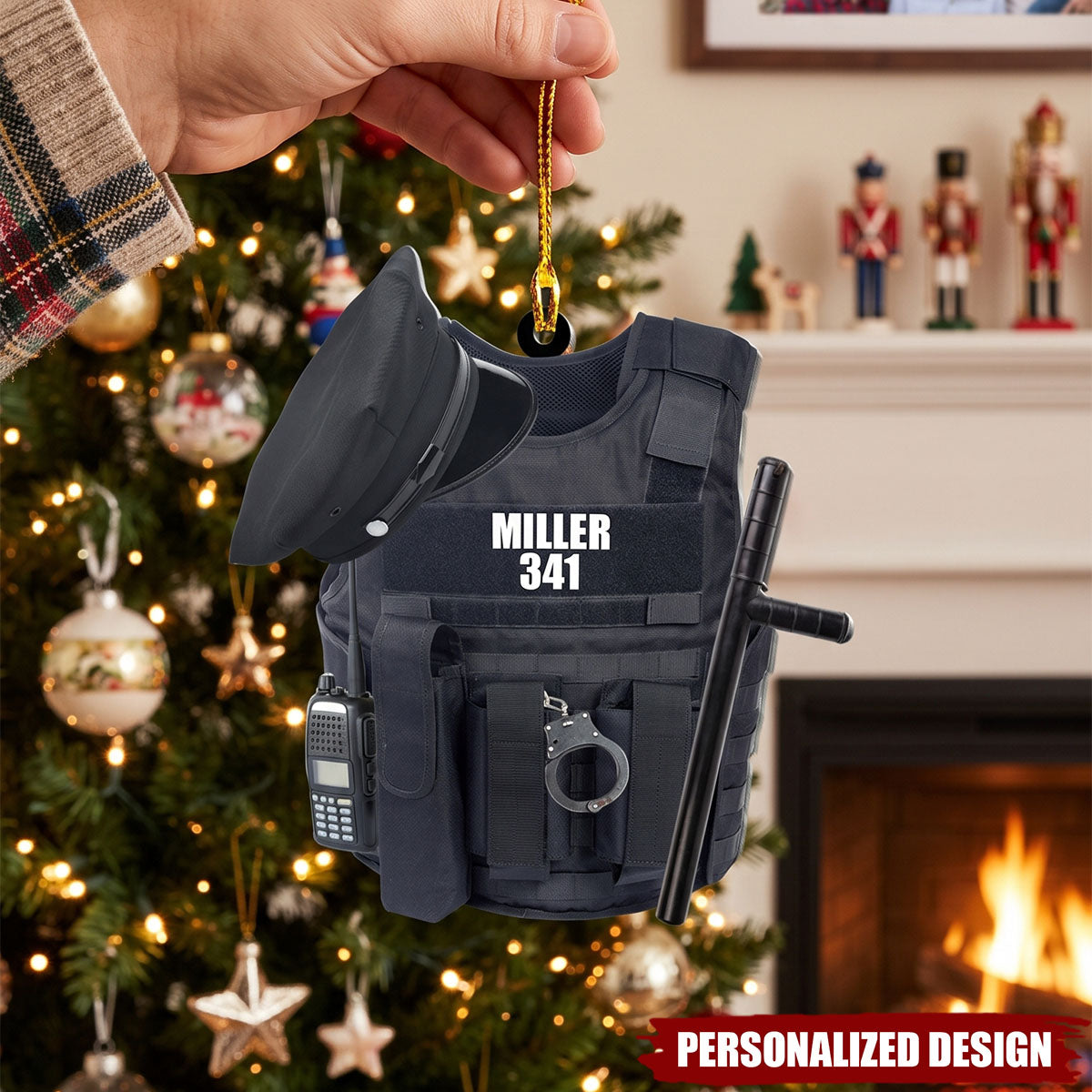 Personalized American Police Ornament, Custom Police Name Christmas Ornament, Sheriff Ornament, Police Outfit Ornament, Police Officer Gift
