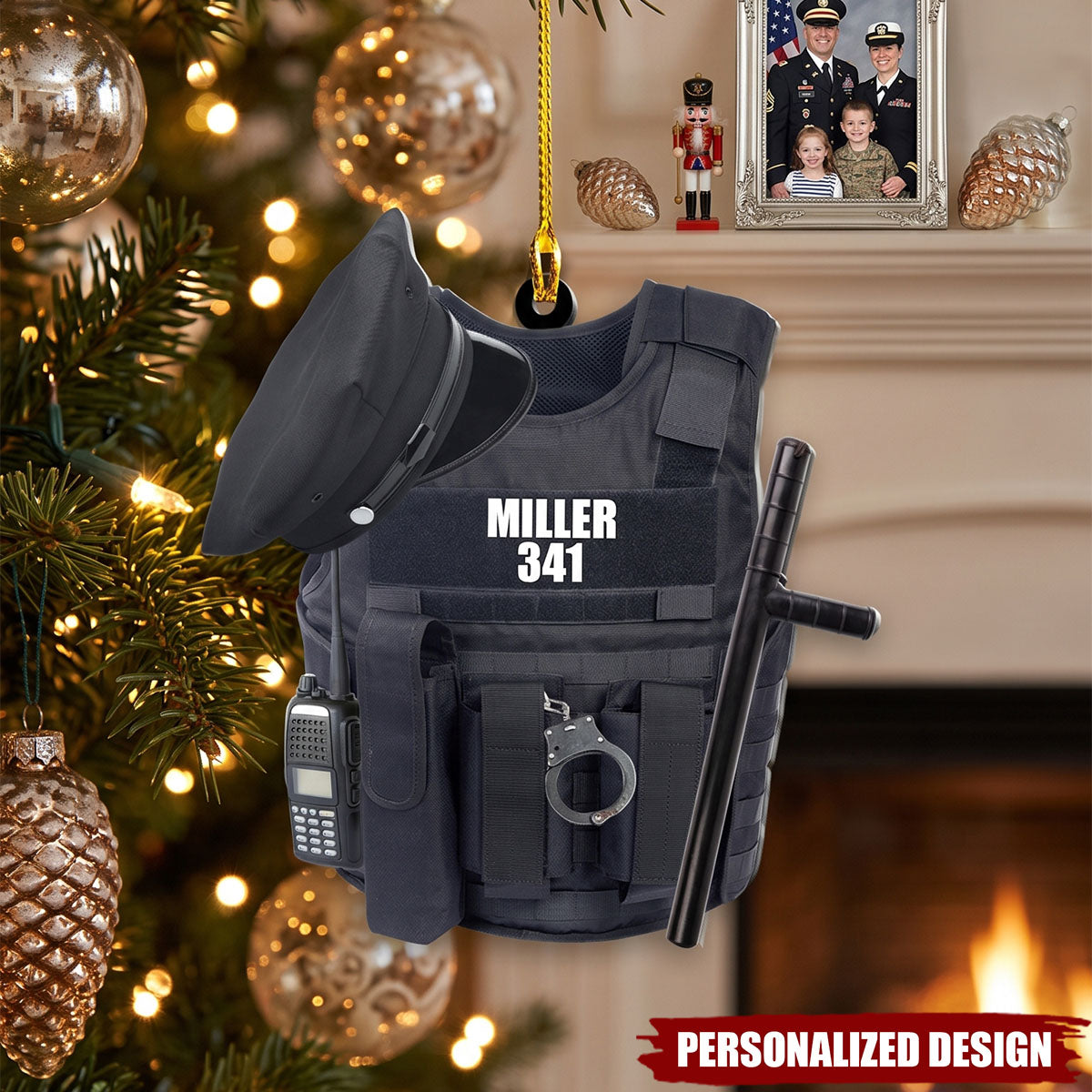 Personalized American Police Ornament, Custom Police Name Christmas Ornament, Sheriff Ornament, Police Outfit Ornament, Police Officer Gift