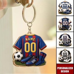 Personalized Wooden Soccer Keychain, Goal Scorer Gift, Youth League, Soccer Cleats, Winter Match, Team Jersey