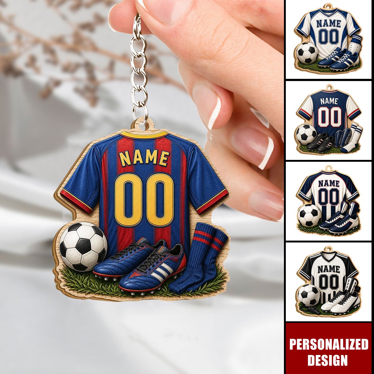 Personalized Wooden Soccer Keychain, Goal Scorer Gift, Youth League, Soccer Cleats, Winter Match, Team Jersey