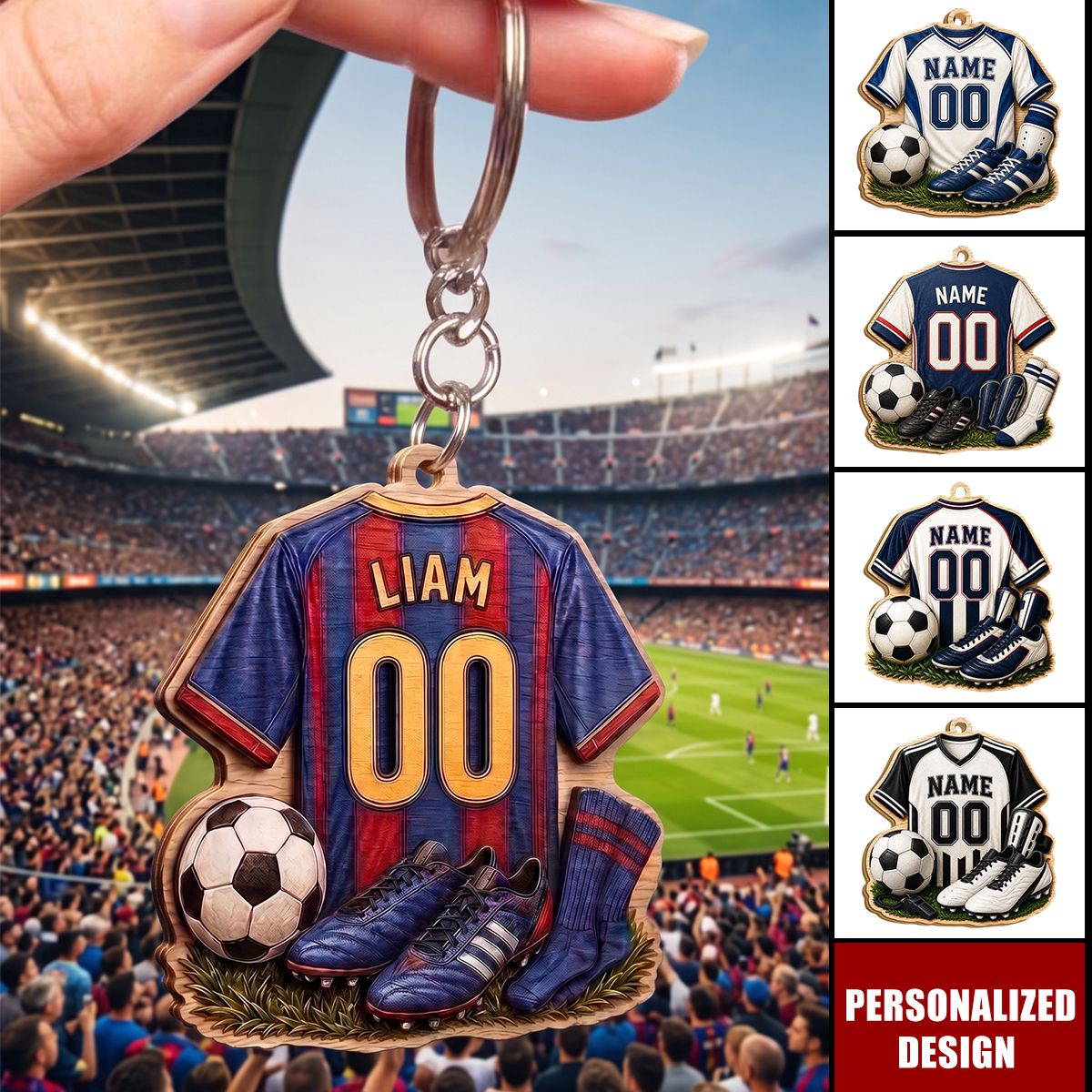 Personalized Wooden Soccer Keychain, Goal Scorer Gift, Youth League, Soccer Cleats, Winter Match, Team Jersey
