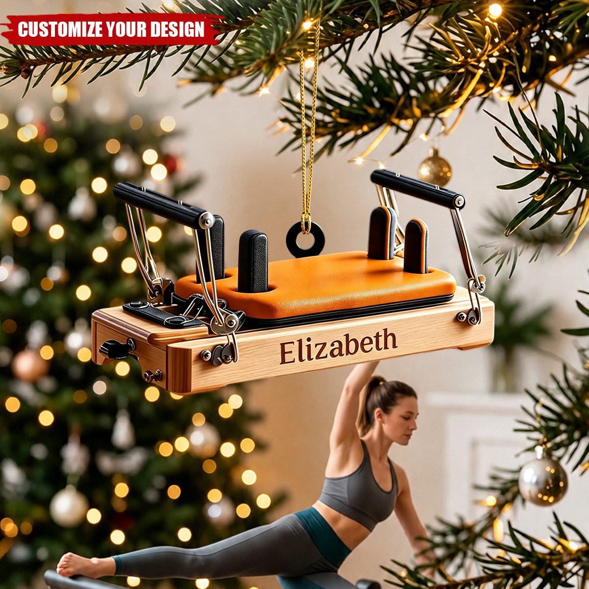 Custom Pilates Reformer Acrylic Ornament, Unique Gift For Pilates Instructor & Lover