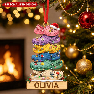 Personalized Croc Charm Christmas Ornament, Custom Name Acrylic Funny Shoe Lover Gift