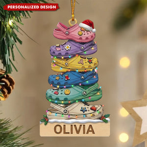 Personalized Croc Charm Christmas Ornament, Custom Name Acrylic Funny Shoe Lover Gift
