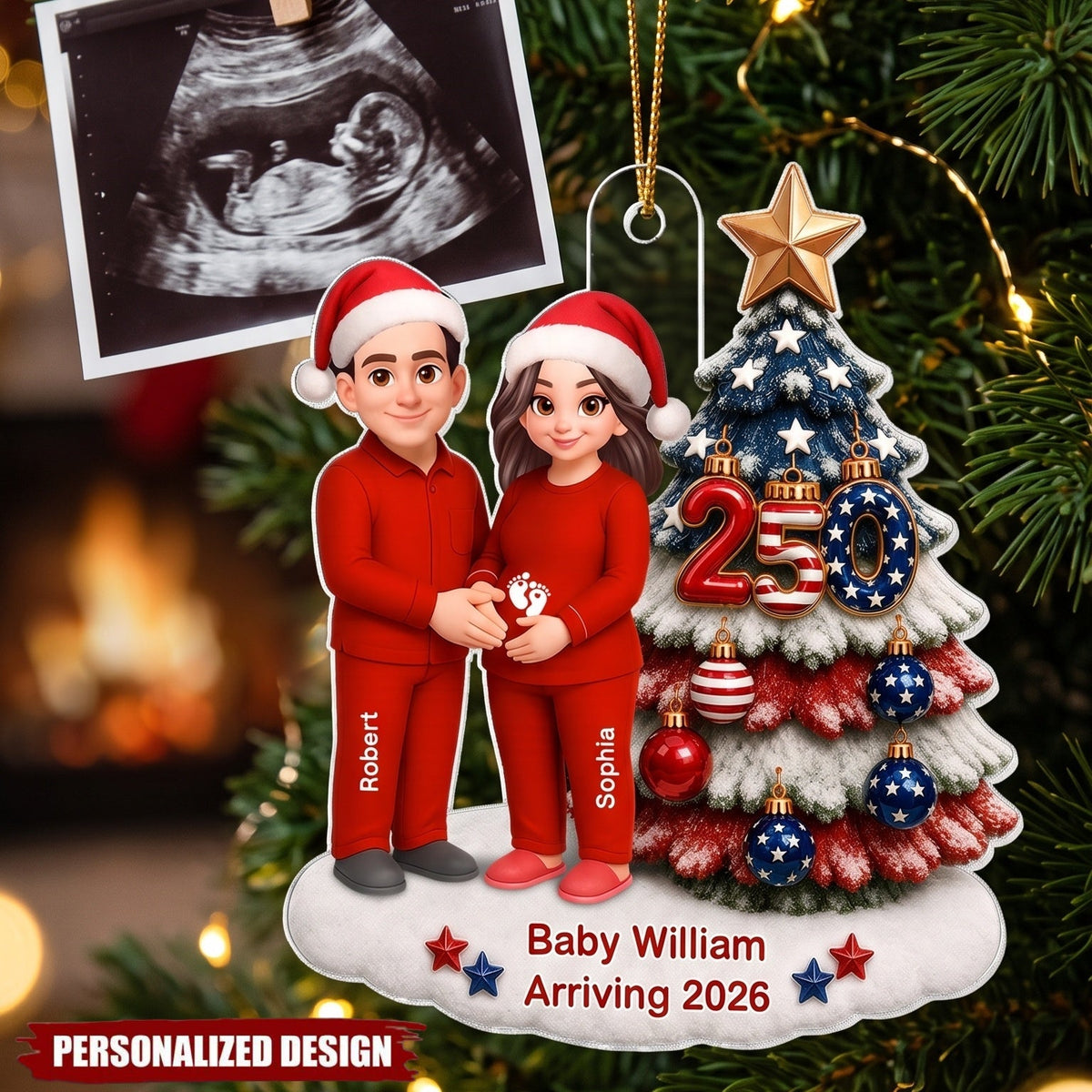 Parents Christmas Pregnancy Baby Arriving - Personalized Acrylic Ornament