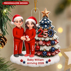 Parents Christmas Pregnancy Baby Arriving - Personalized Acrylic Ornament