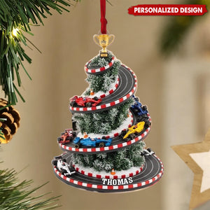 Personalized Racing Christmas Tree Ornament – Custom Acrylic Car Holiday Decoration