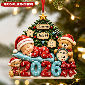Personalized Baby’s First Christmas Ornament 2026, Keepsake With Name Baby Ornament