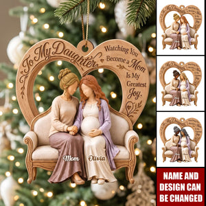 Pregnancy Expecting Mom To My Daughter - Personalized Wooden Ornament