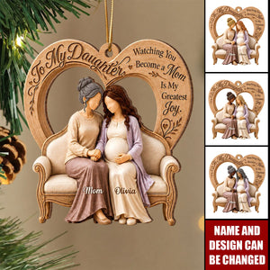Pregnancy Expecting Mom To My Daughter - Personalized Wooden Ornament
