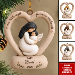 Our Little Angel Forever In Our Hearts - Personalized Wooden Ornament