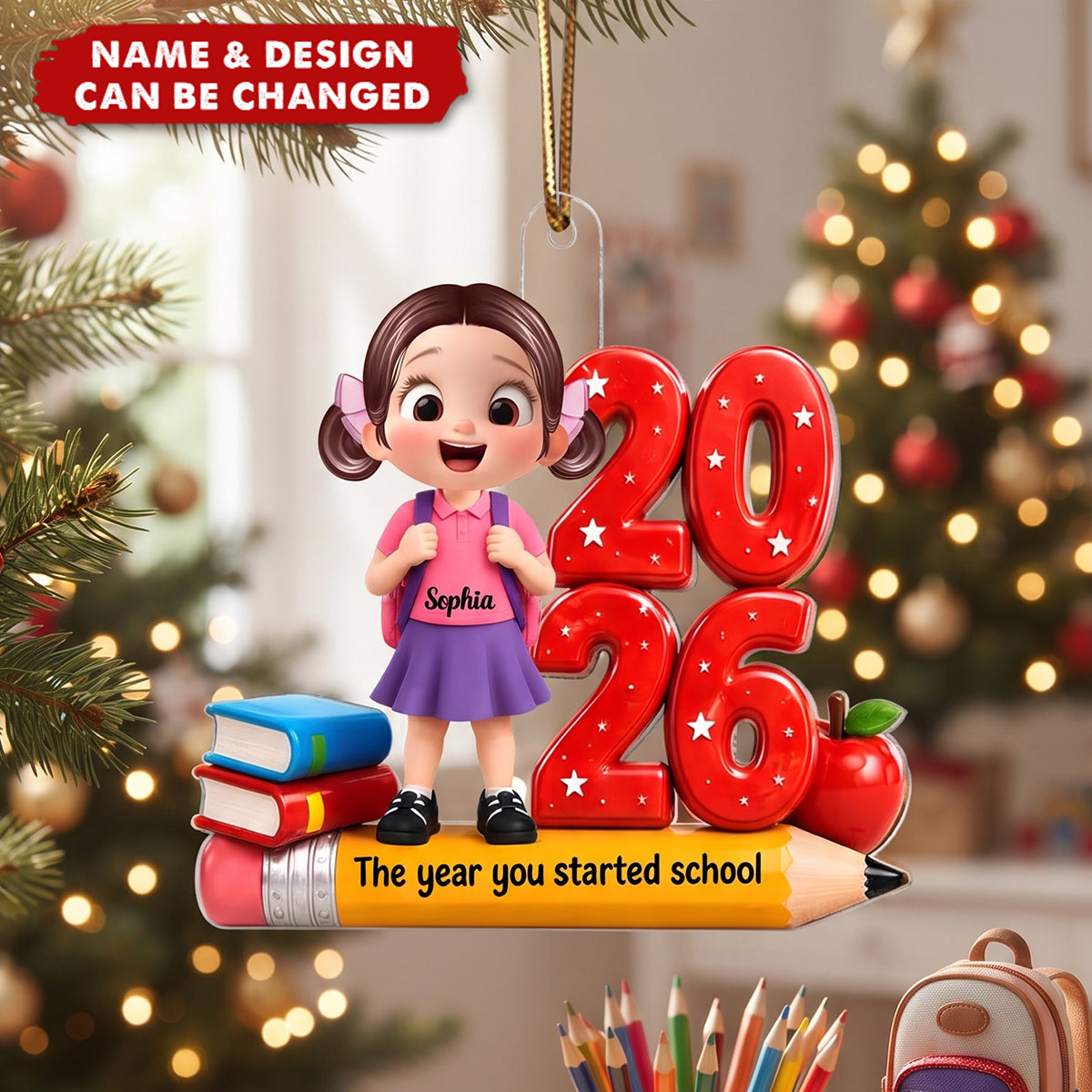The Year You Started School - Personalized Acrylic Ornament For Kids