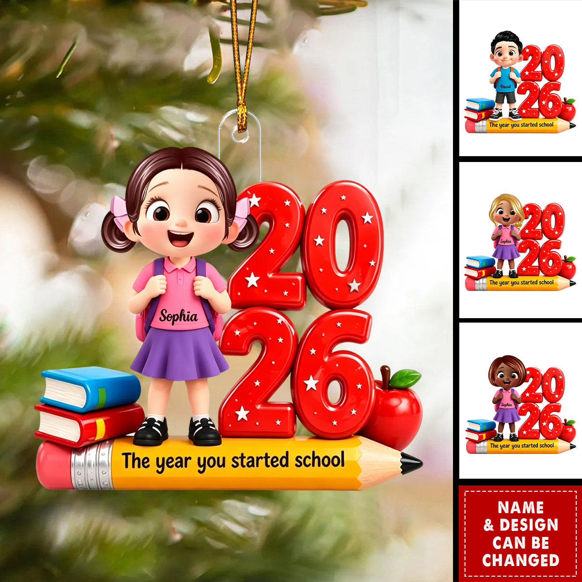 The Year You Started School - Personalized Acrylic Ornament For Kids