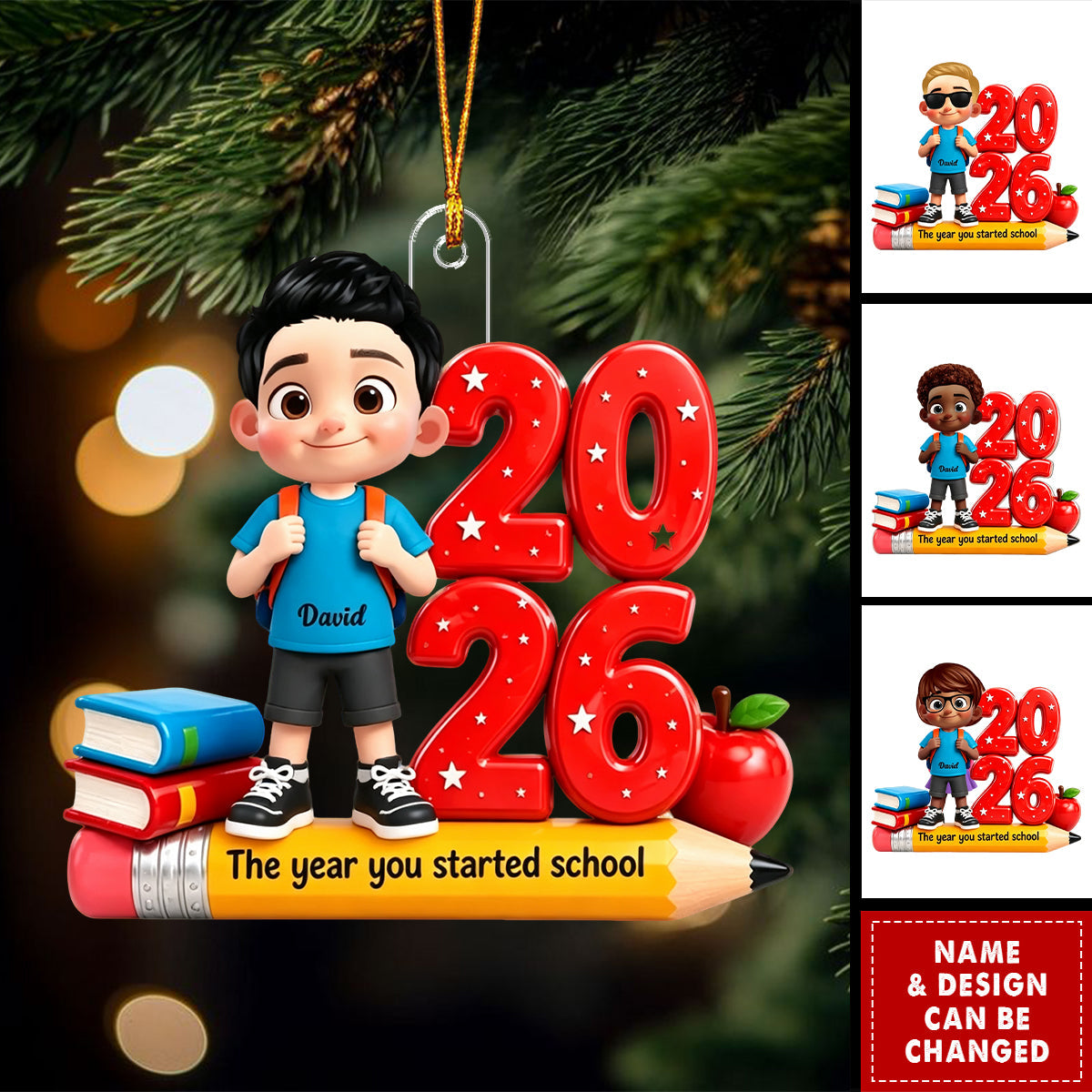 The Year You Started School - Personalized Acrylic Ornament For Kids