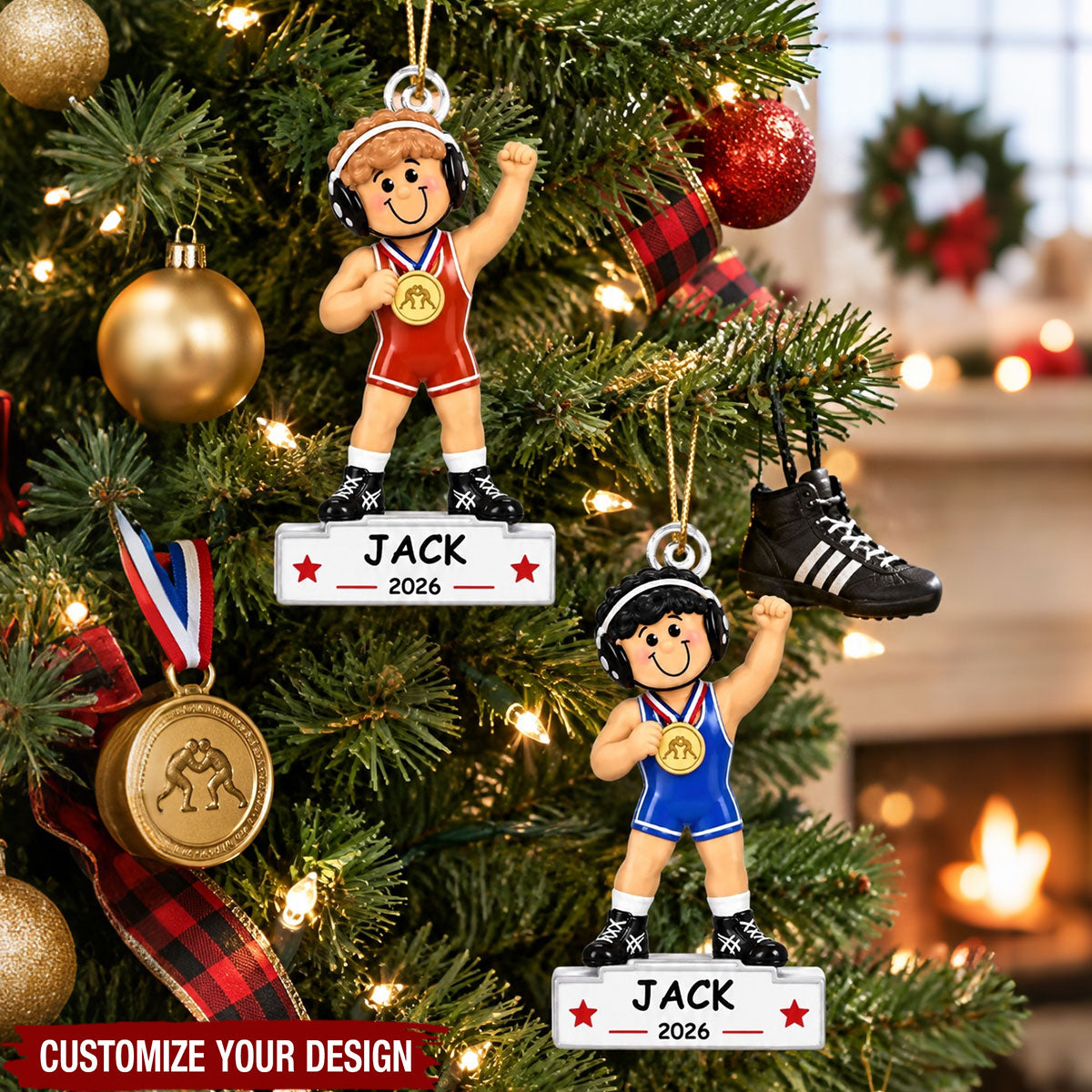 Wrestling Boy Champion - Personalized Acrylic Ornament