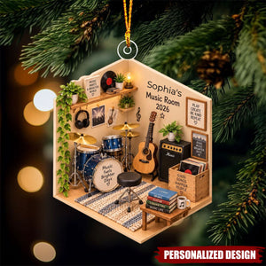 Personalized Music Room Ornament, Custom Musician Christmas Ornament