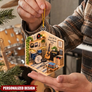 Personalized Music Room Ornament, Custom Musician Christmas Ornament