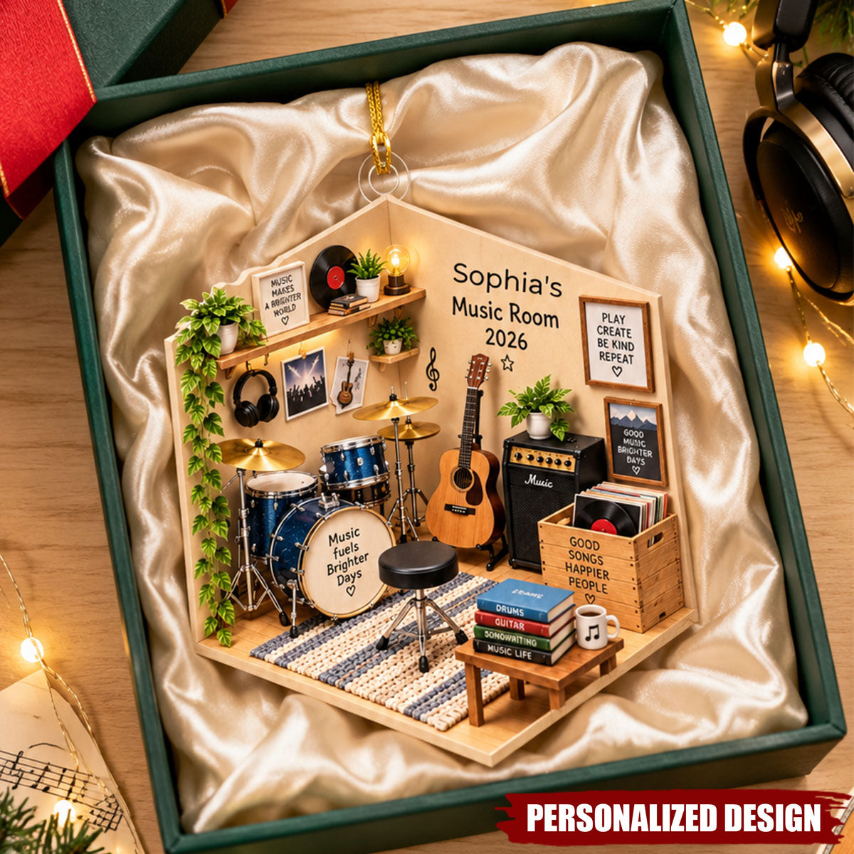 Personalized Music Room Ornament, Custom Musician Christmas Ornament