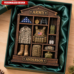 Personalized Army Wooden Block, Custom US Army Uniform Plaque