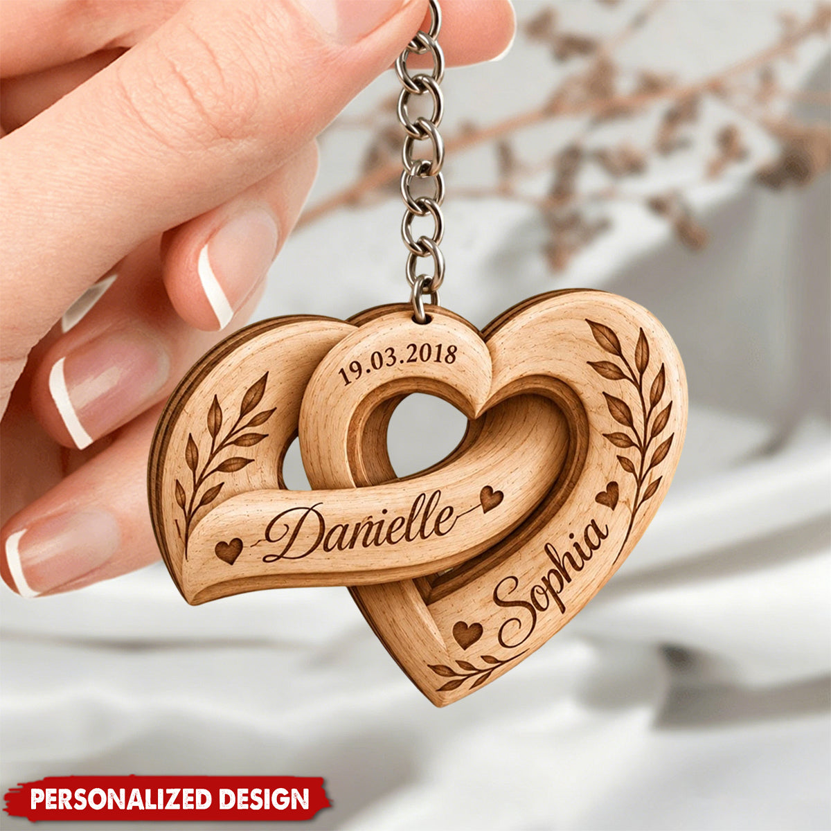 Personalized Heart-Shaped Acrylic Keychains for Couples, Custom Name Keychains